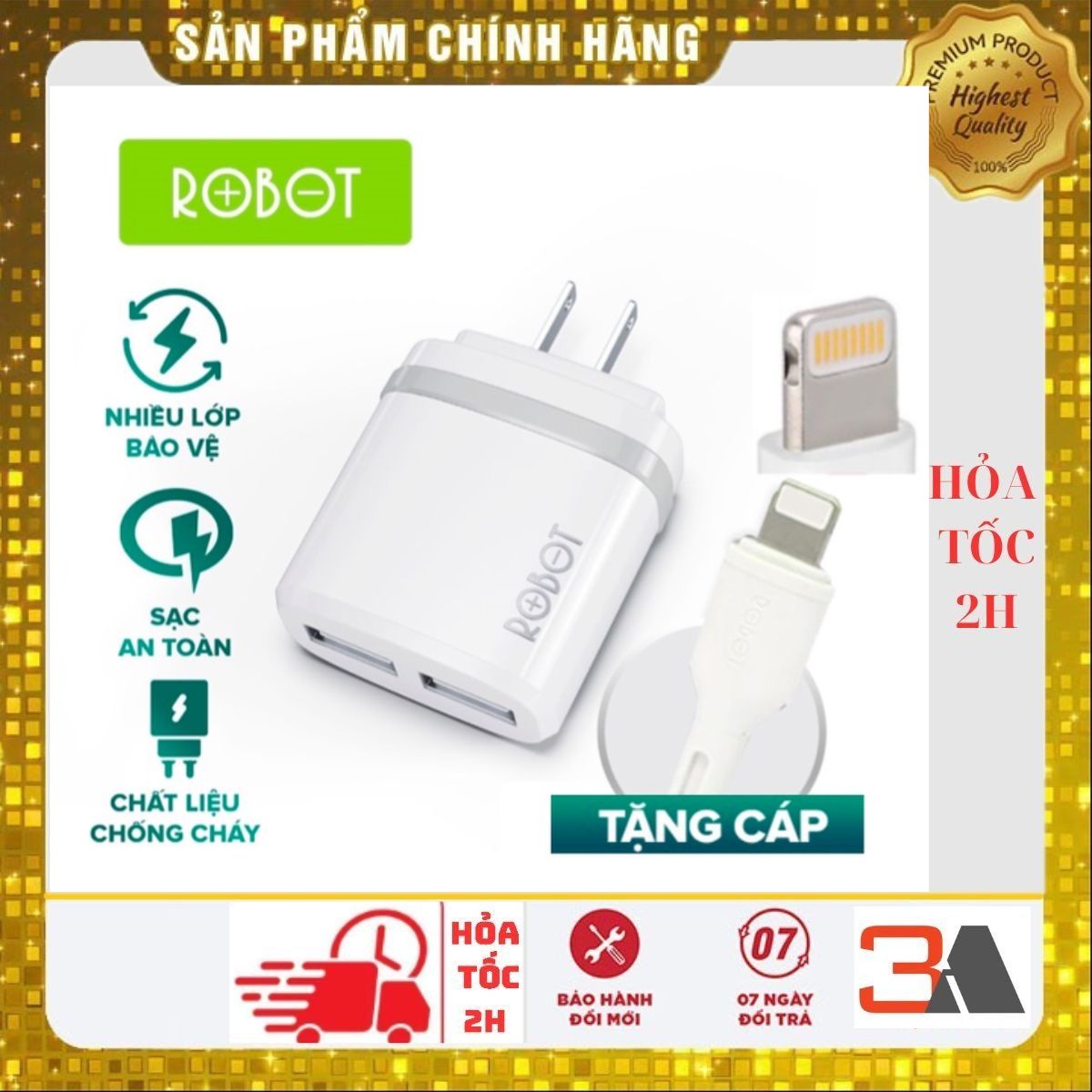 Bộ cốc & cáp sạc robot rt-k9u 2 cổng usb