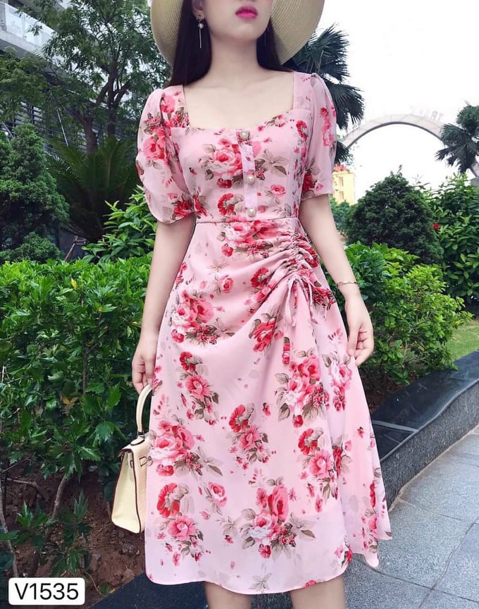 Đầm nữ bông rút dây sang trọng thời trang Bamboo