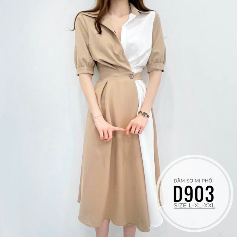 ĐẦM CÔNG SỞ BIG SIZE PHỐI MÀU THANH LỊCH