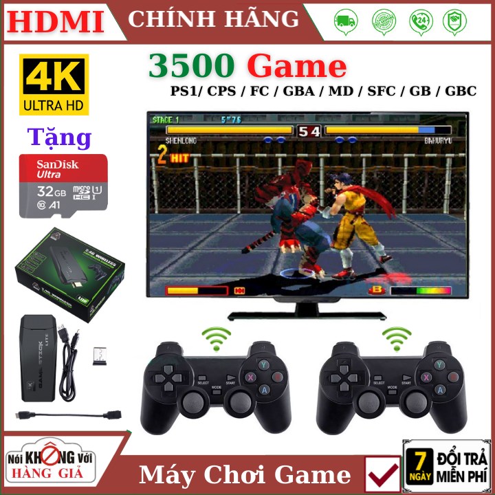 Máy Chơi Game Cầm Tay Không Dây 4 Nút HDMI 3500 Trò Chơi Cổ Điển