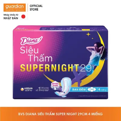 [HCM]Băng Vệ Sinh Diana Super Night Có Cánh 29cm (Gói 4 Miếng)