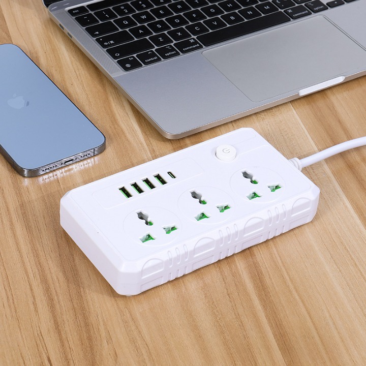 Ổ cắm điện đa năng thông minh chống giật chịu tải 3000W - B09, 4 Cổng Sạc USB, 3 phích cắm, sạc siêu nhanh, Có công tắc chống cháy nổ tự gắt khi có sự cố, An toàn cho trẻ nhỏ