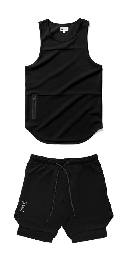 Bộ Quần Áo Gym Nam ASRV Tanktop Kết Hợp Quần Tập Gym Nam 2 Lớp Và Áo 3 lỗ