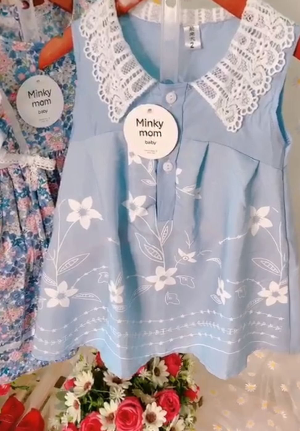 váy bé gái sóng xanh