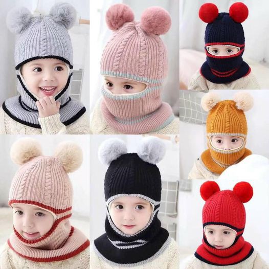 Mũ len liền khăn cổ mẫu Ninja cho bé trai bé gái