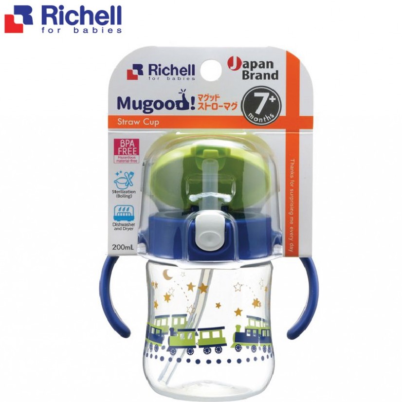 Cốc ống hút Richell Mugood chống đổ