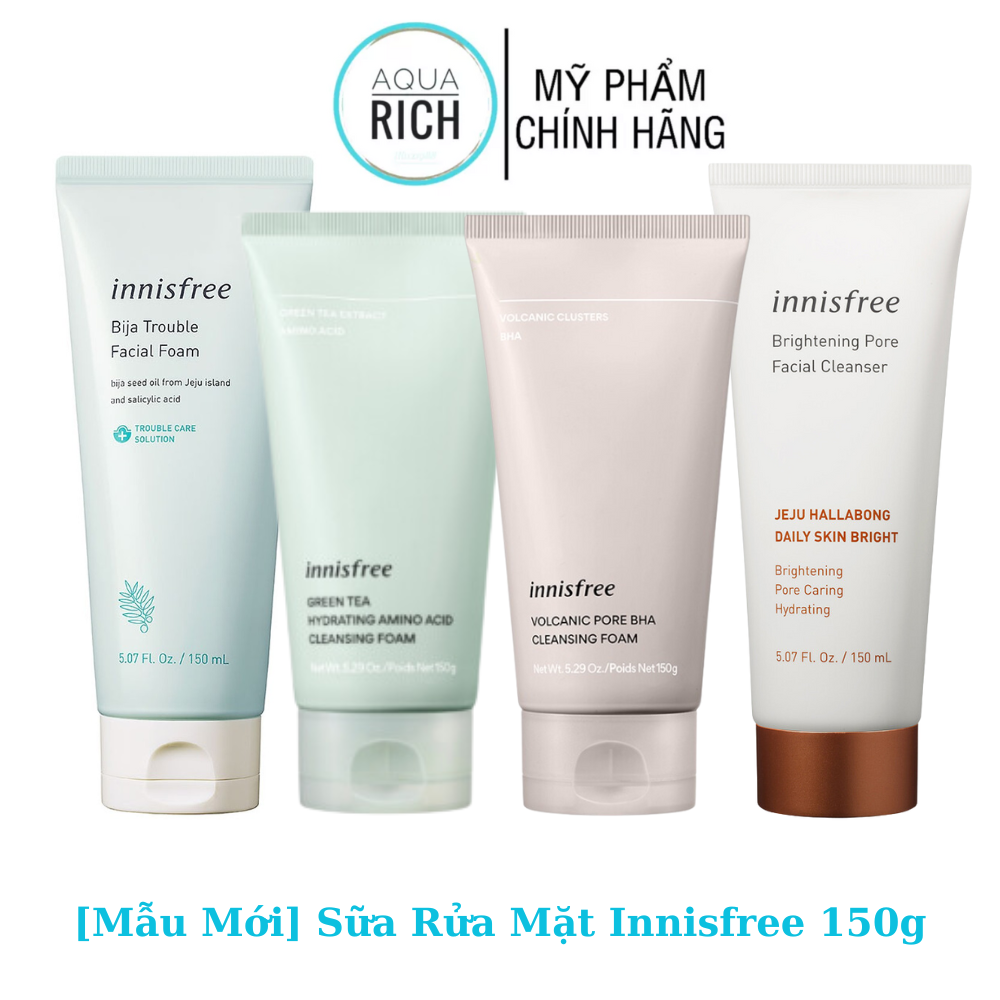 [Mẫu Mới] Sữa Rửa Mặt Innisfree 150ml Đủ Loại [Bija - Volcanic - Green Tea]