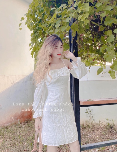 ❤️ ĐẦM TRẮNG RỚT VAI NƠ NGỰC