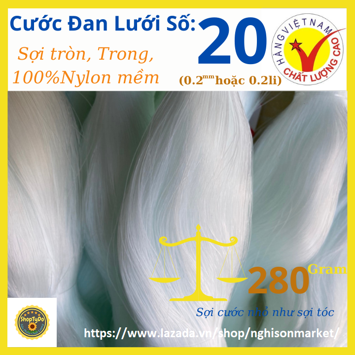 Cước đúc đan lưới chài 0.2mm đánh bắt cá (Số 20 hoặc 0.2li) làm chỉ may cao cấp