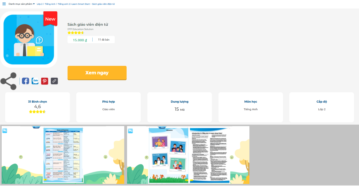 [E-BOOK] Tiếng Anh 2 i-Learn Smart Start Sách giáo viên điện tử