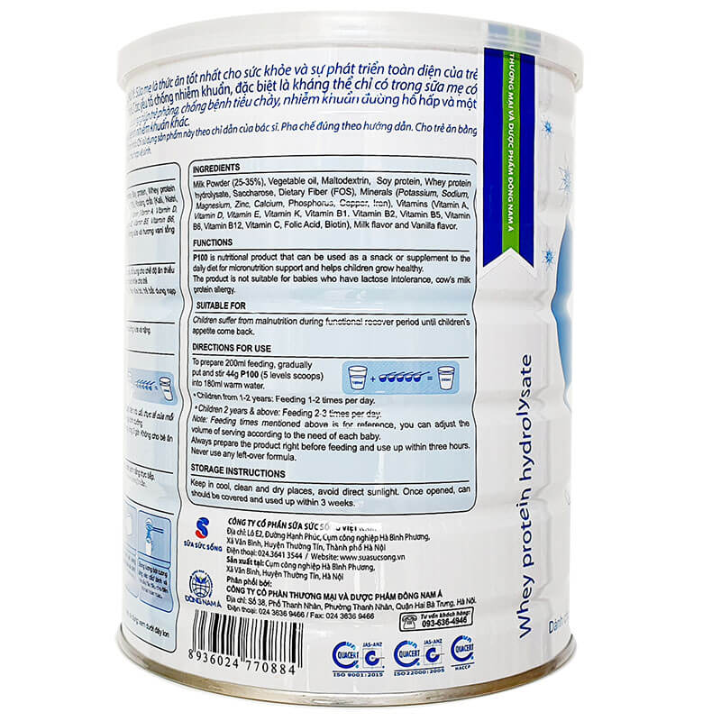 Sữa bột P100 900g (Dành cho trẻ 1_10 tuổi) (HSD 2026)