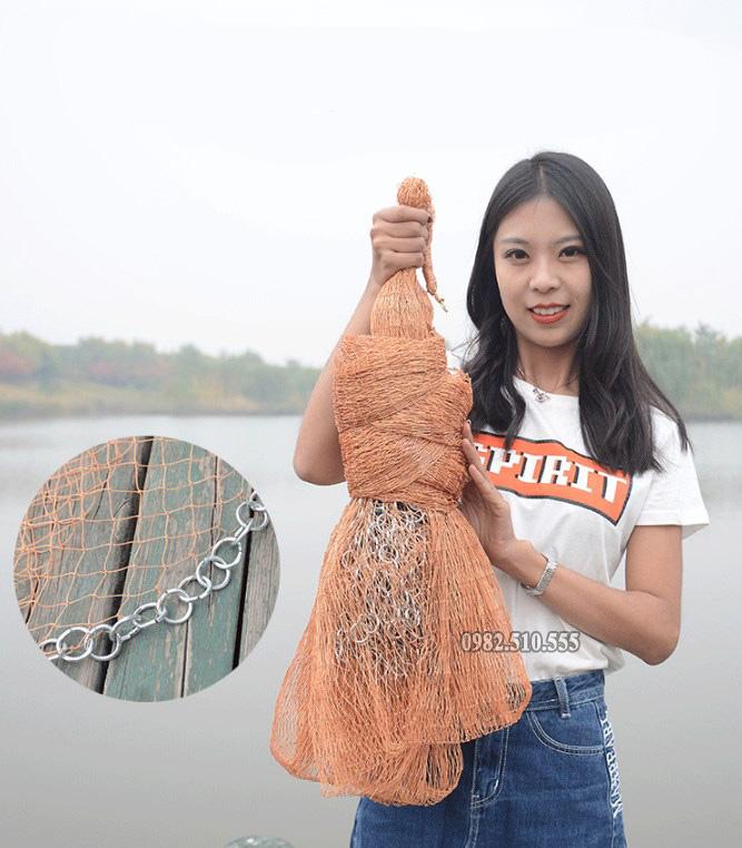 Chài Dù Chân Xích Cao Cấp A Cường - Cao 3m8 Nặng 5kg Mắt 3cm Thái xịn