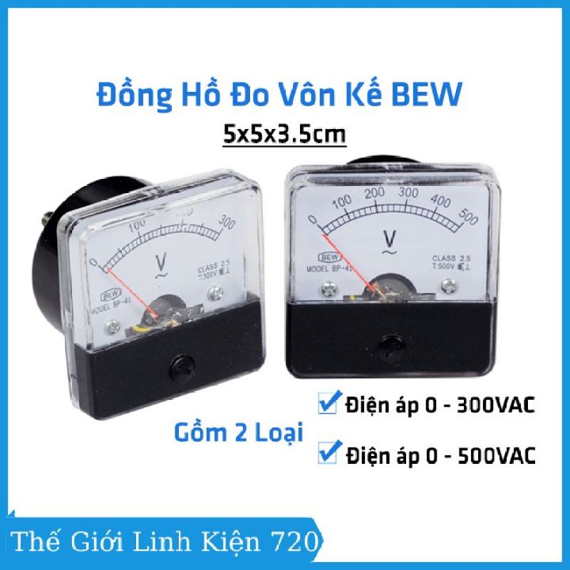 Bảng giá Đồng hồ đo vôn kế xoay chiều BEW 5x5x3.5cm