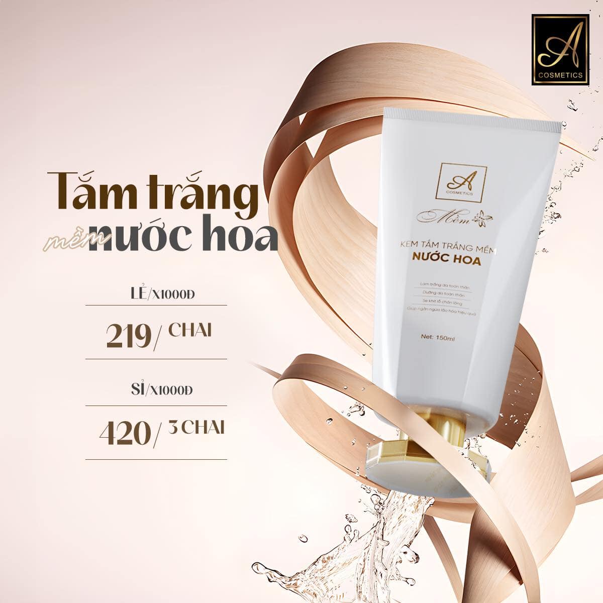 Kem tắm trắng mềm nước hoa acosmetics 150ml mới 2024 mp phương anh
