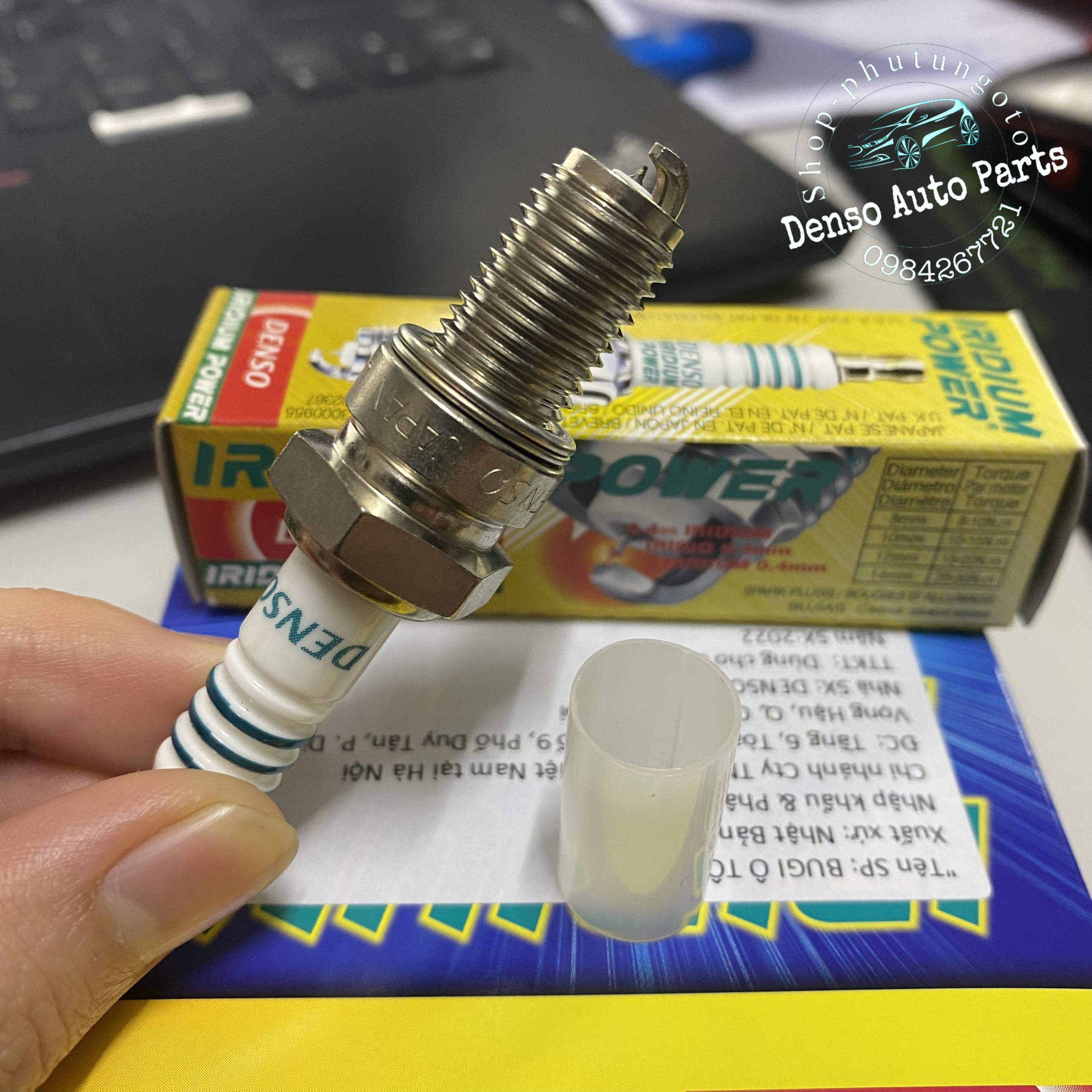 Bugi Denso Iridium power IX24 cho xe Suzuki GN 125, SYM HUSKY và SYM Wolf (1 chiếc)