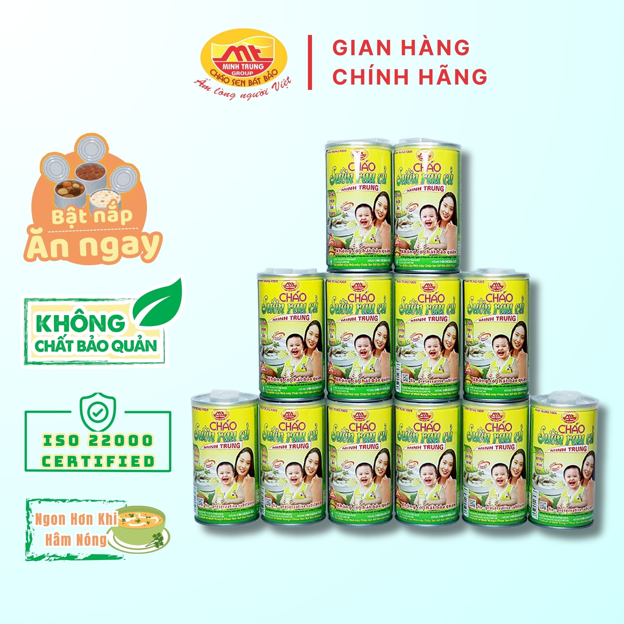 Cháo sườn rau củ Minh Trung 355g - Cháo Sườn 12 (combo 12 lon)