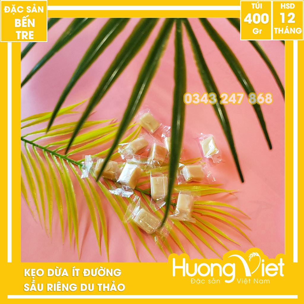 Kẹo dừa đậu phộng ít đường Du Thảo 400gr