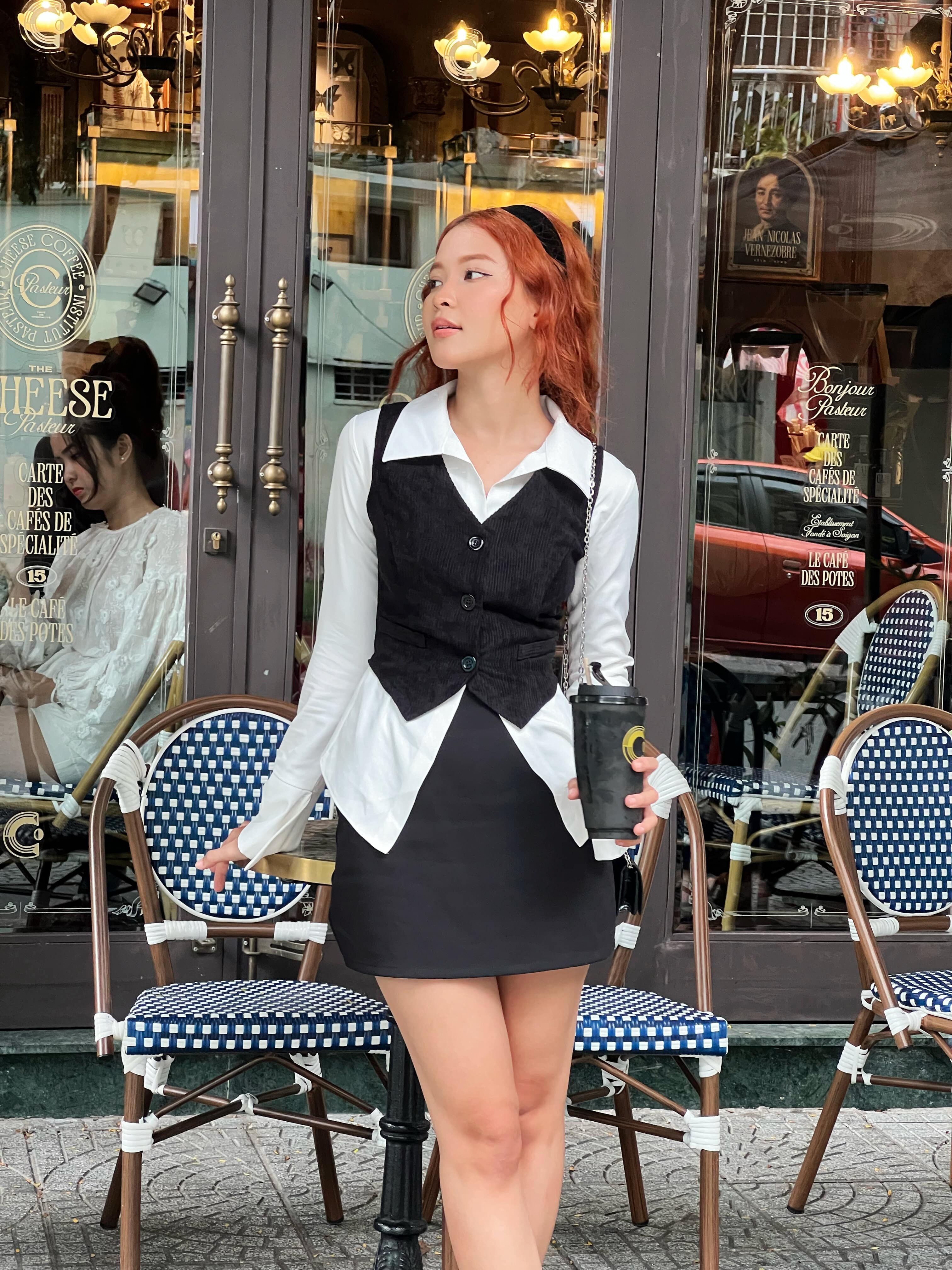 DALLA Áo gile nữ dạng vest cài khuy (GL03)