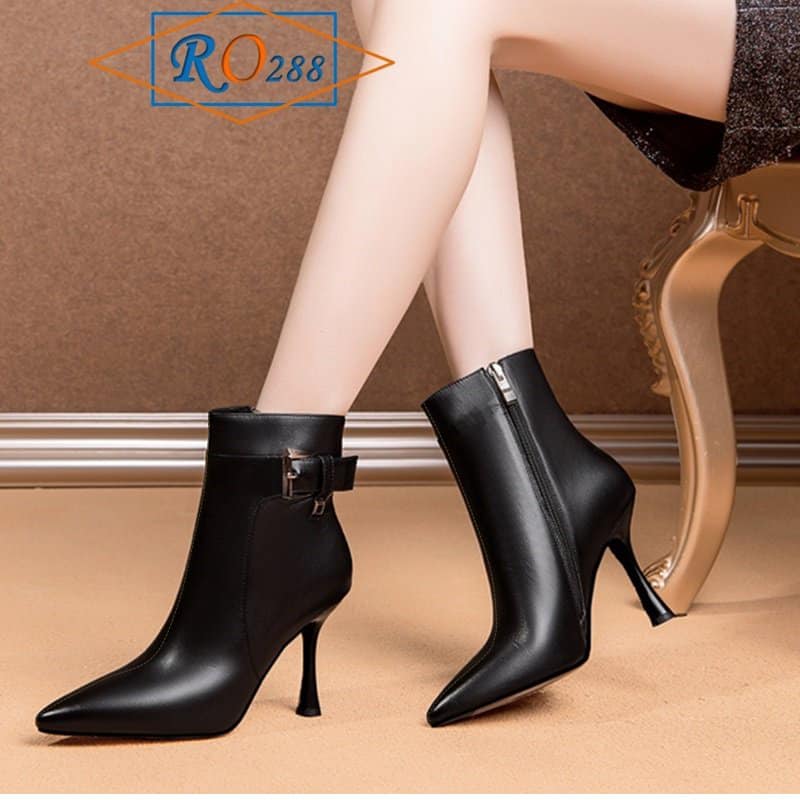 Giày bốt nữ cao gót hàng hiệu Rosata - 7cm cổ cao RO288