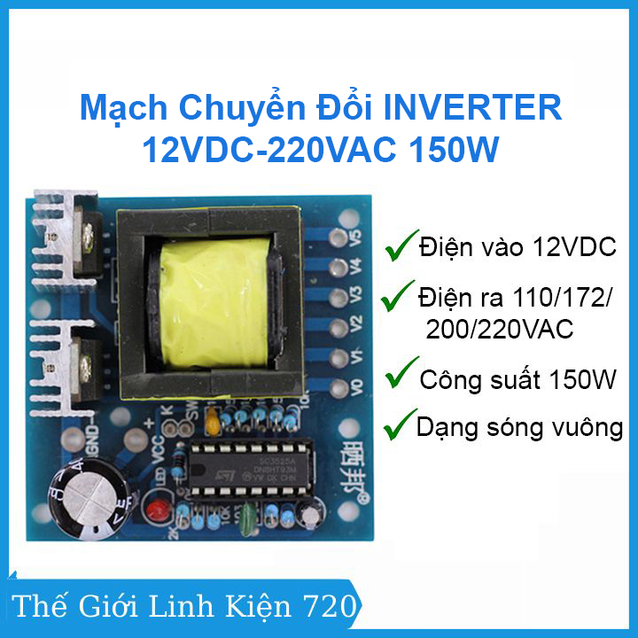 Mạch chuyển đổi inverter 12vdc-220vac 150w