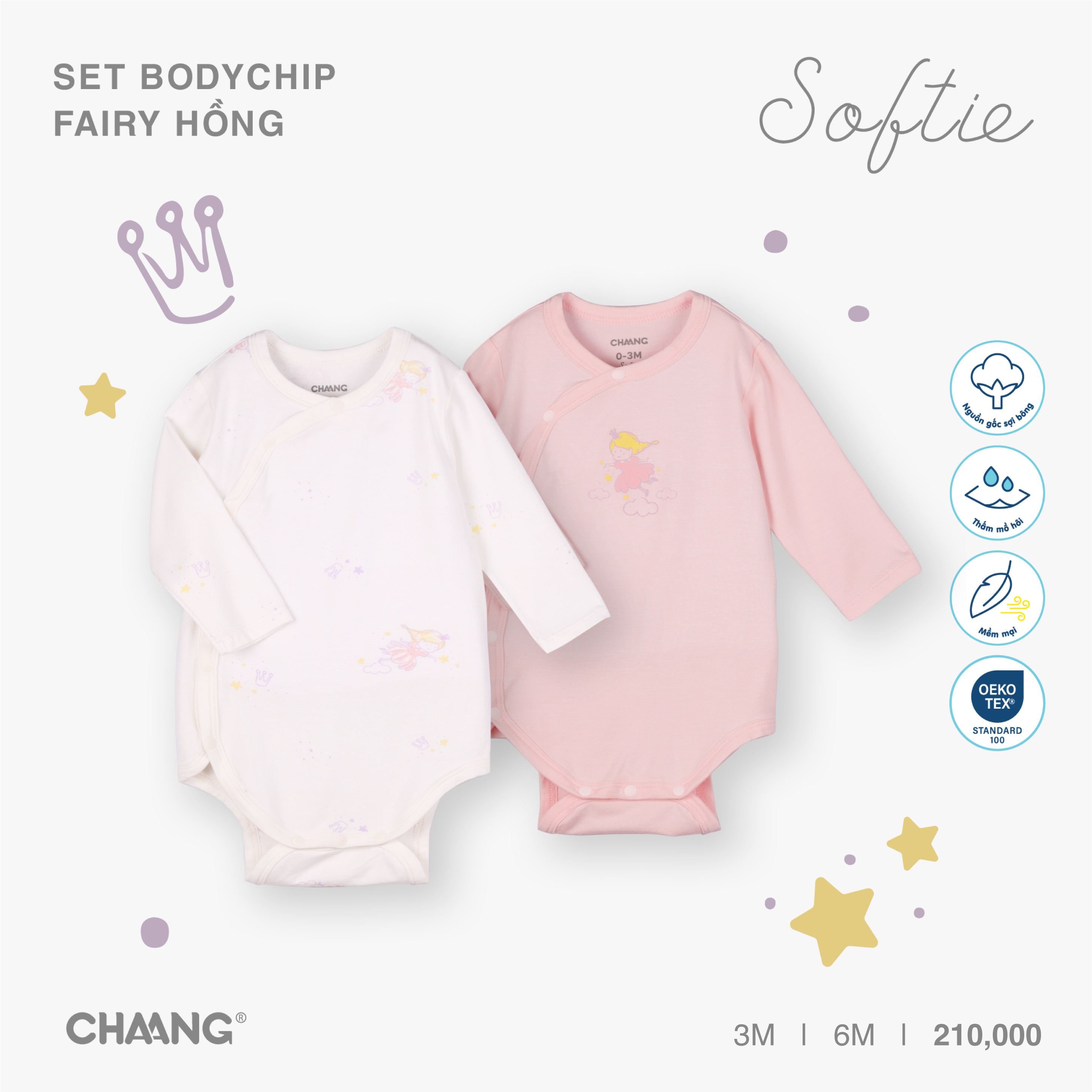 [CHAANG] Set 2 chiếc bodychip sơ sinh Fairy Chaang