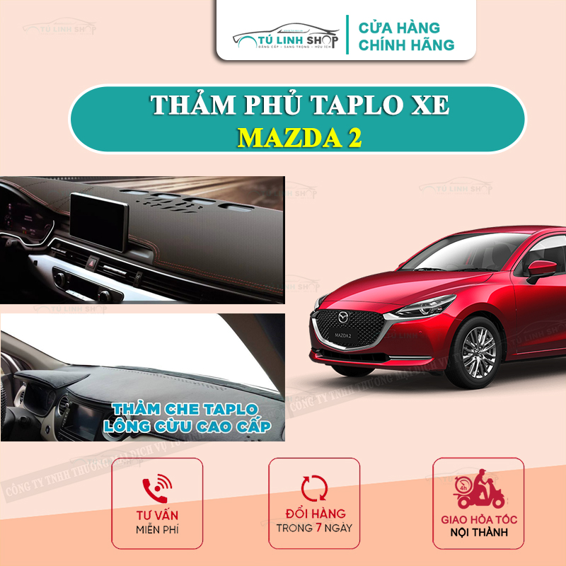 Thảm taplo MAZDA 2 chính hãng MINCAR hoặc bằng lông Cừu 3 lớp và Da Cacbon