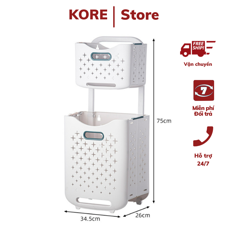 Laundry basket with wheels can mount Wall smart design