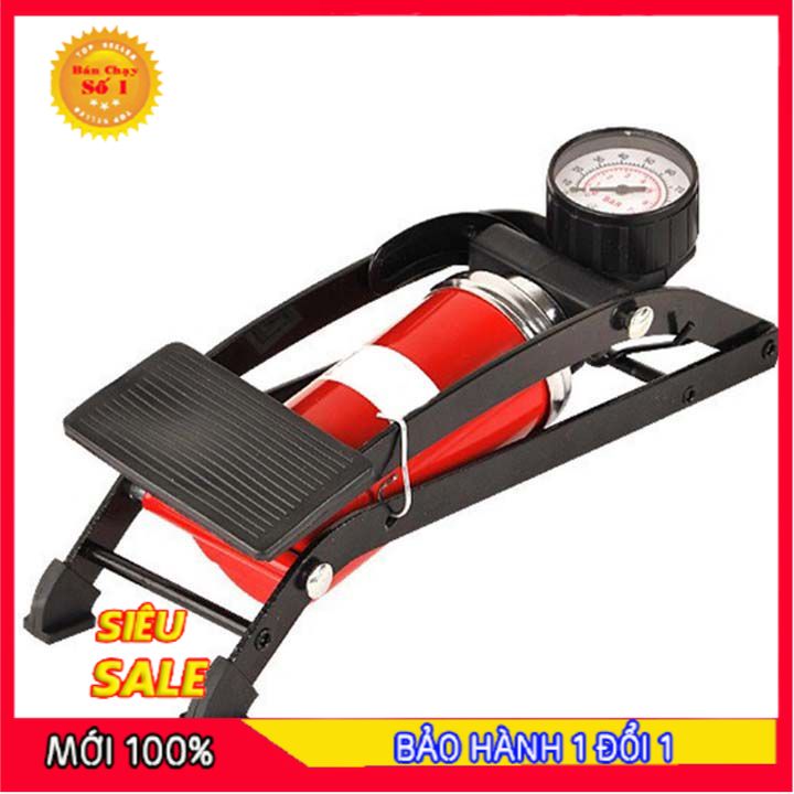 Bơm Đạp Chân, Bơm Mini - Dung Cụ Bơm xe đạp bằng chân có đồng hồ