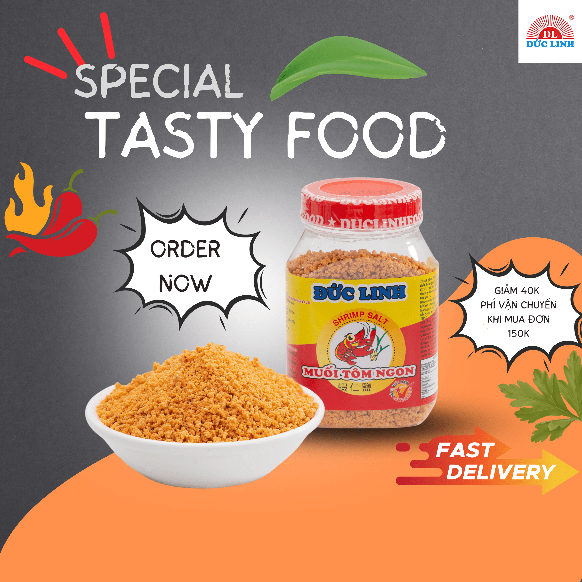 Muối tôm ngon đức linh foods hủ 100g
