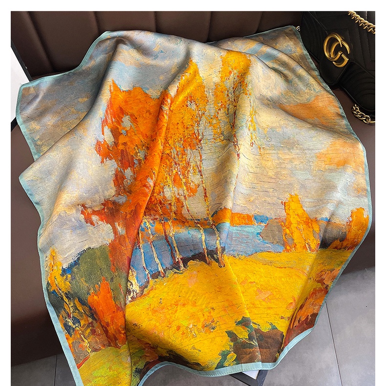 Khăn lụa vuông cam loang 70x70cm THYTHY STORE