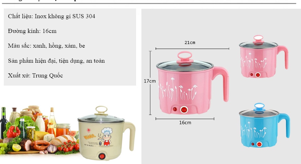 Ca nấu mì đa năng 18cm ( LỒNG HẤP INOX )