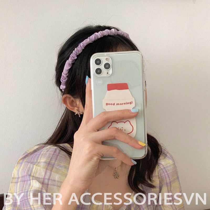 Bờm tóc nhún lụa satin màu sắc Her Accessories