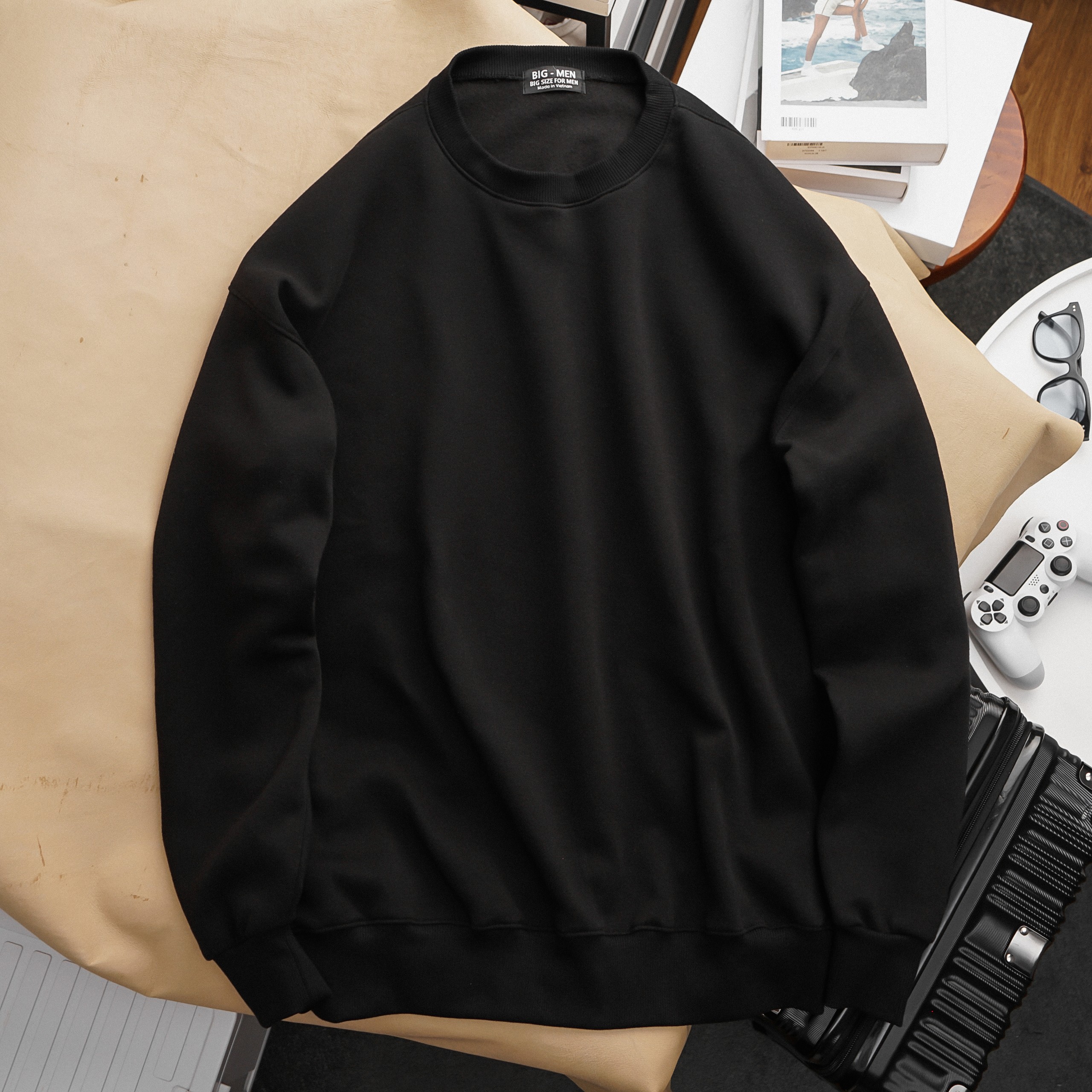 [ Bigsize< 130 kg] Áo sweater nam- trơn bigsize 85- 130 kg
