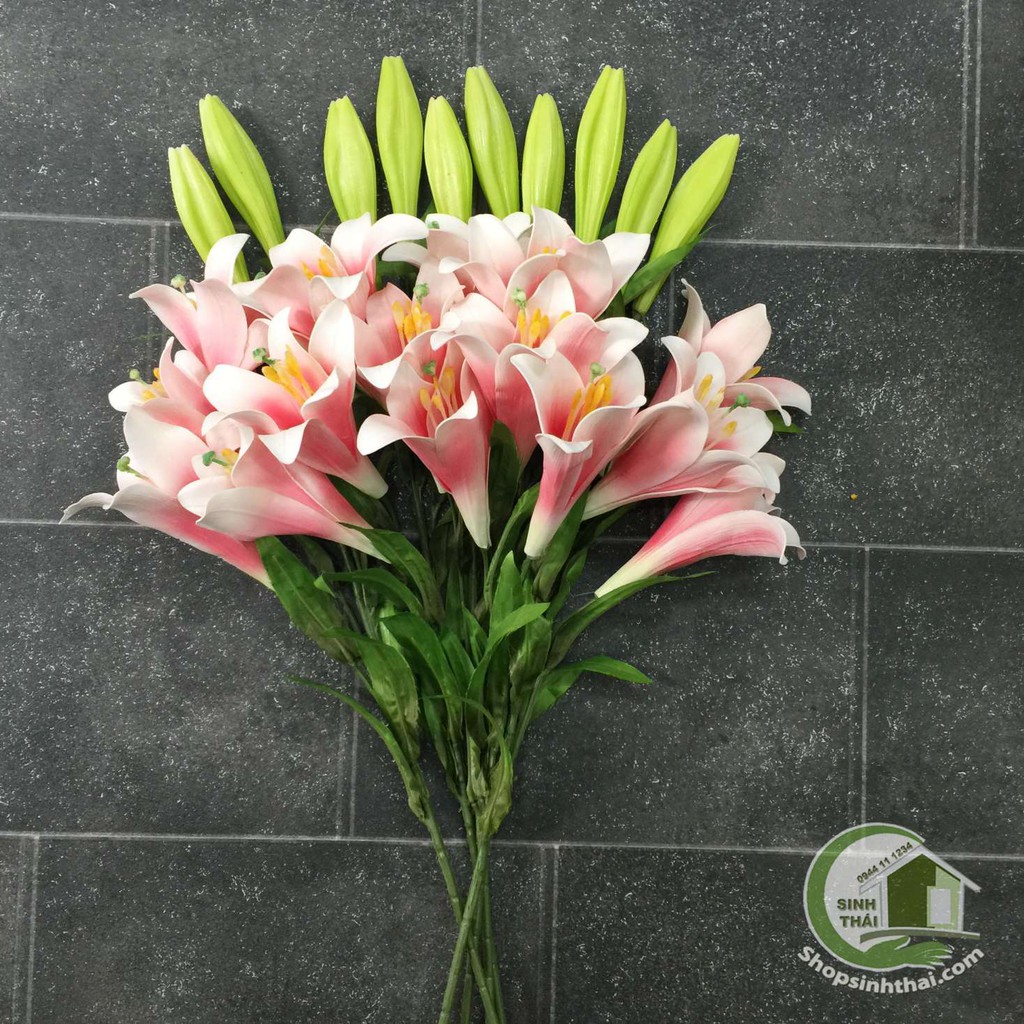 [HCM]Hoa ly màu hồng - hoa giả cao cấp