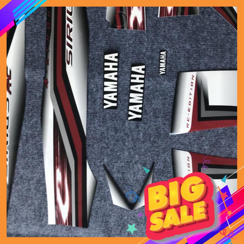 [XẢ KHO ] BỘ TEM FULL XE CHO YAMAHA SIRIUS RC EDITION BẠC ĐEN SỌC ĐỎ NHƯ ZIN 3 LỚP CAO CẤP CHỐNG NƯỚC