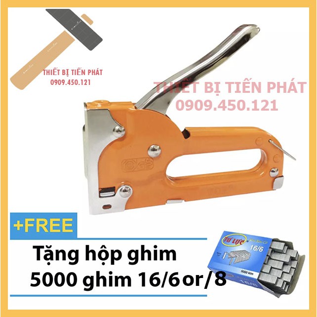 Súng Bắn Ghim,Kềm Bấm Ghim, Kìm Bấm Ghim Cam TOP Cầm Tay Đa Năng Tặng 5000 Ghim 16/6 Hoặc 16/8 Bắn Gỗ, Giấy Dày Cao Cấp (Chính Hãng)
