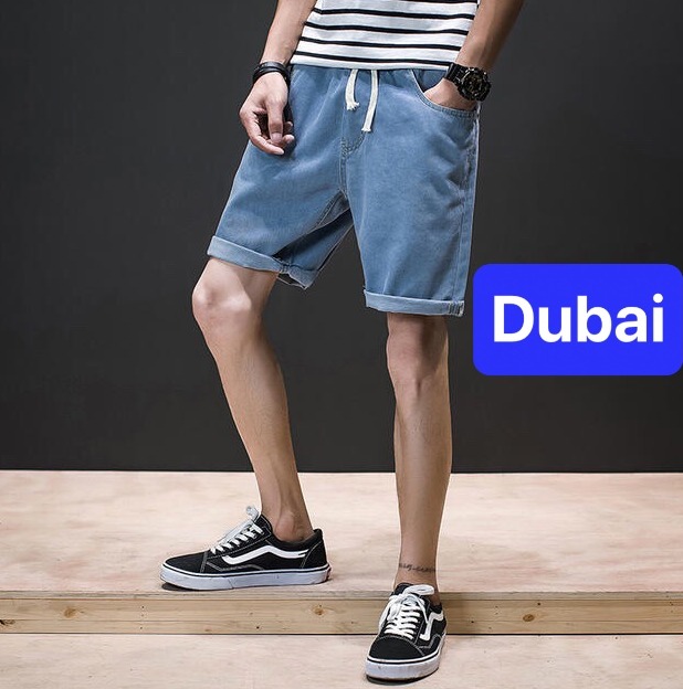 QUẦN SHORT SỌT LỬNG JEAN NAM CHẤT BÒ XANH ỐNG RỘNG LƯNG THUN CẠP CHUN XÌ TEEN NHẬT BẢN CAO CẤP DB-51 - DUBAI FASHION