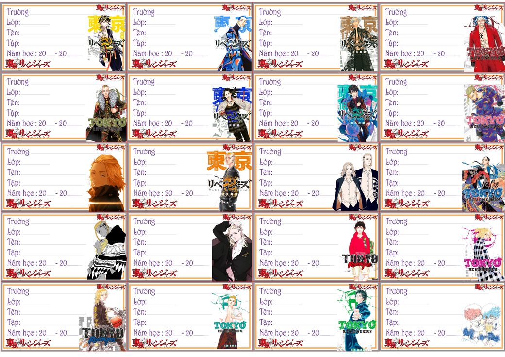 Nhãn vở Tokyo Revengers set 40-100