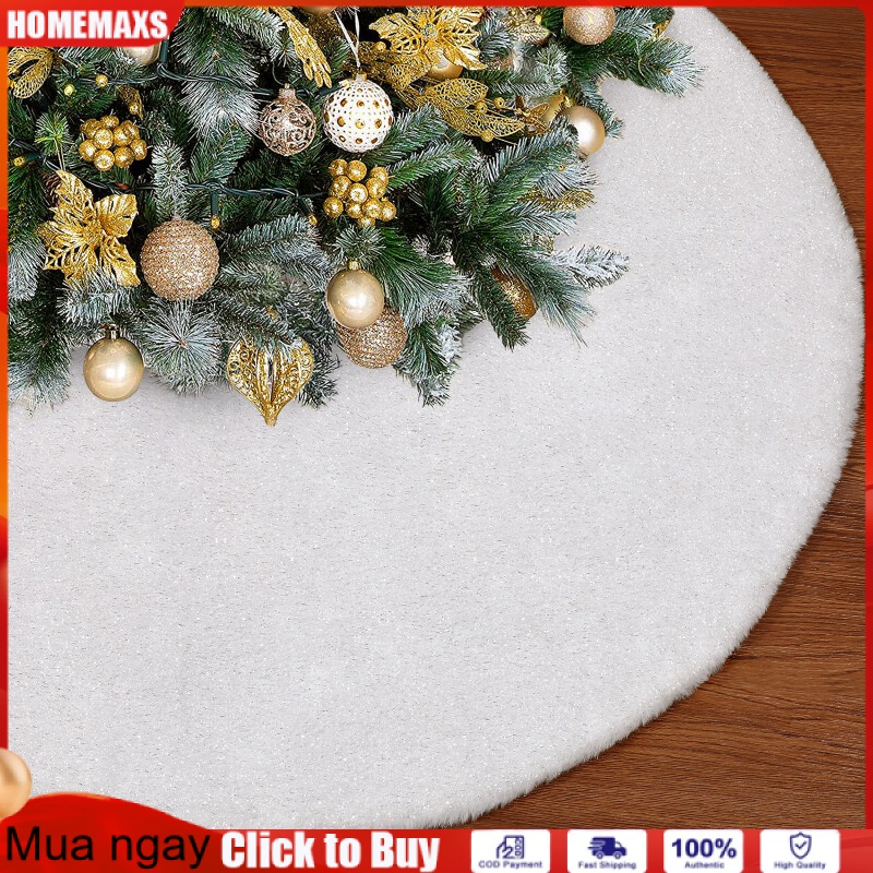 HOMEMAXS 90cm Christmas Tree Skirt White Plush Tree Skirt Christmas Tree Decoration Xmas Party Ornaments Under Tree Mat
