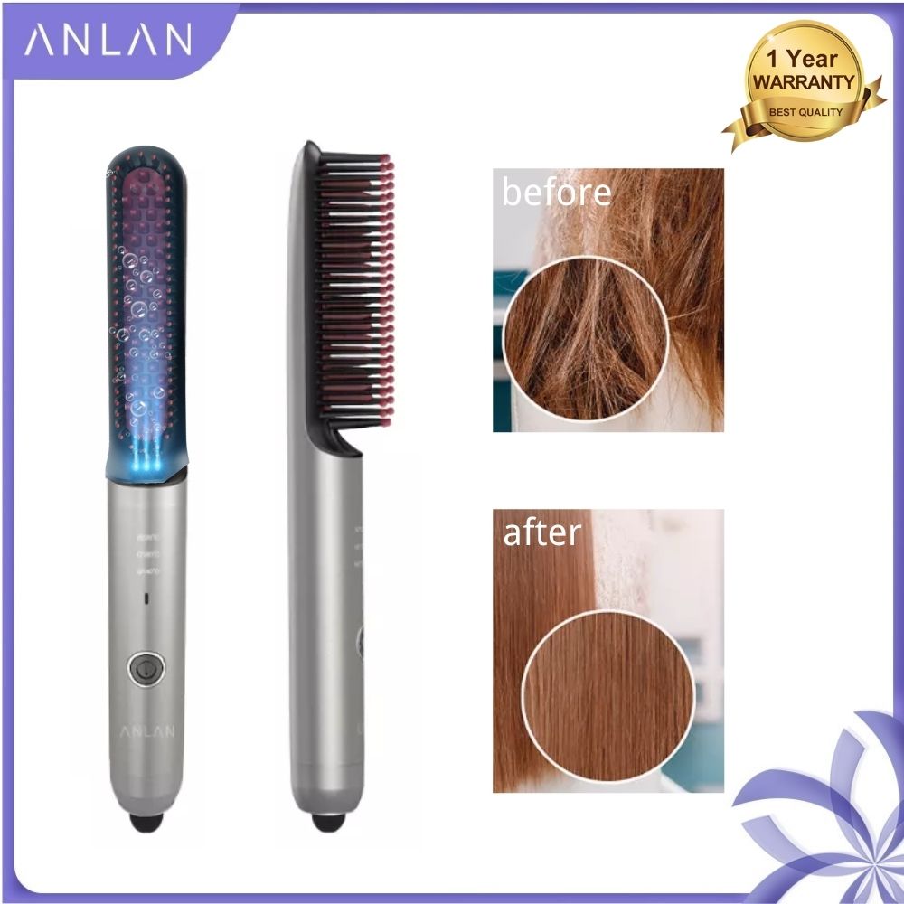 ANLAN Máy duỗi tóc ion âm Bàn chải điện sưởi tóc Lược chải tóc suôn mượt