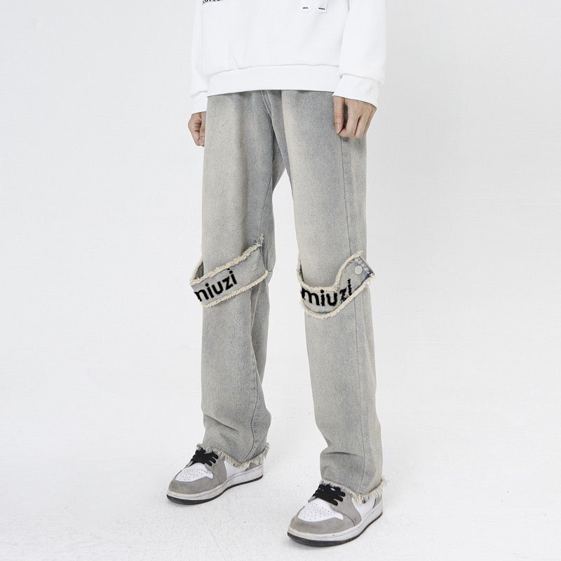 Quần jean nam họa tiết bấm đầu gốiquần jean nam nữ Miuzi DT168