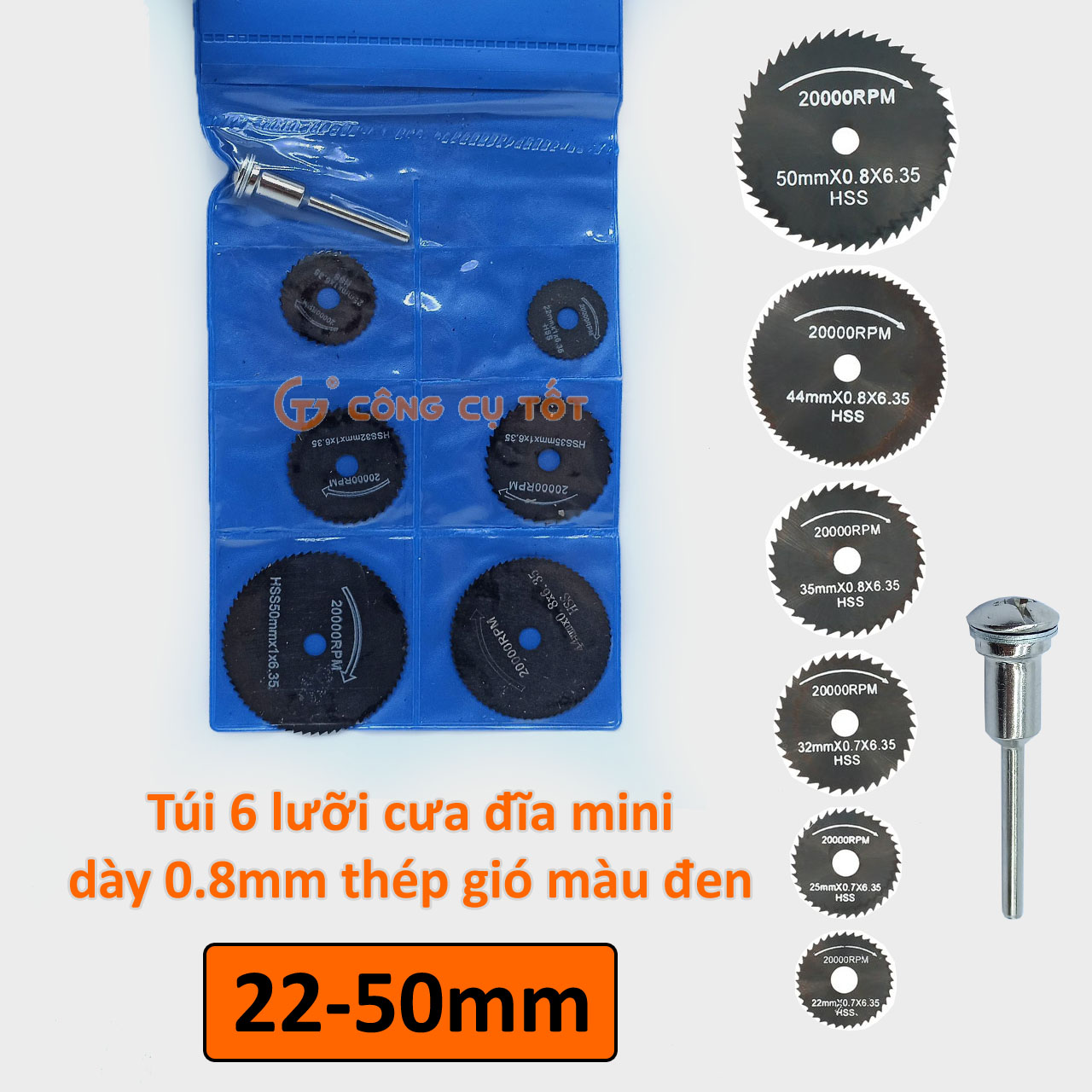 Bộ 6 lưỡi cưa mini cho máy khoan 22-50mm