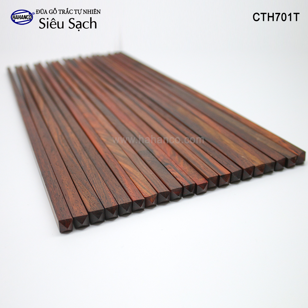 Đũa gỗ Trắc trơn Siêu Sạch vân cực đẹp (10 đôi đũa vuông) gỗ Trắc tự nhiên (CTH701TV) Chopstick of HAHANCO