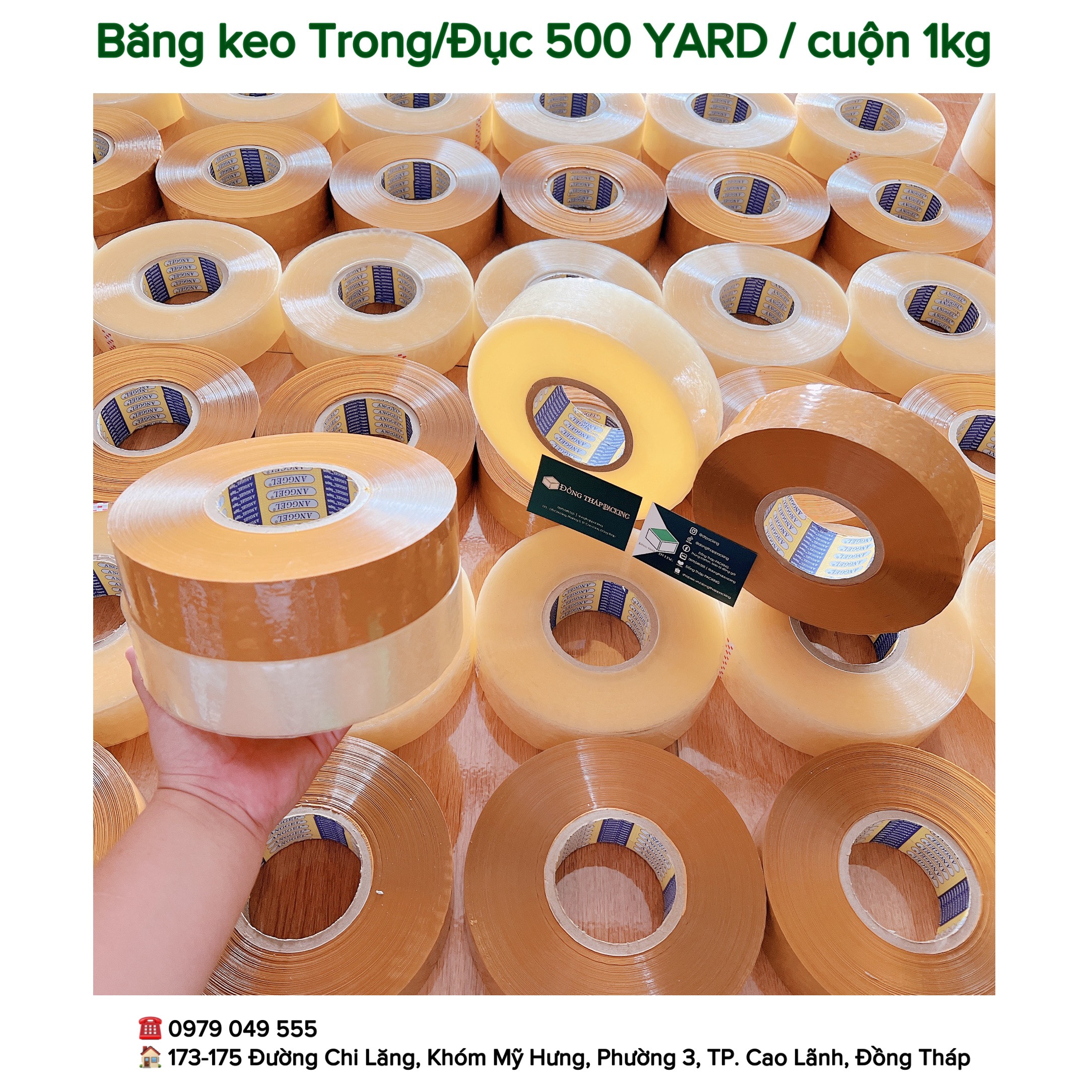 BĂNG KEO TRONG/ĐỤC 500 YARD 1KG / CUỘN