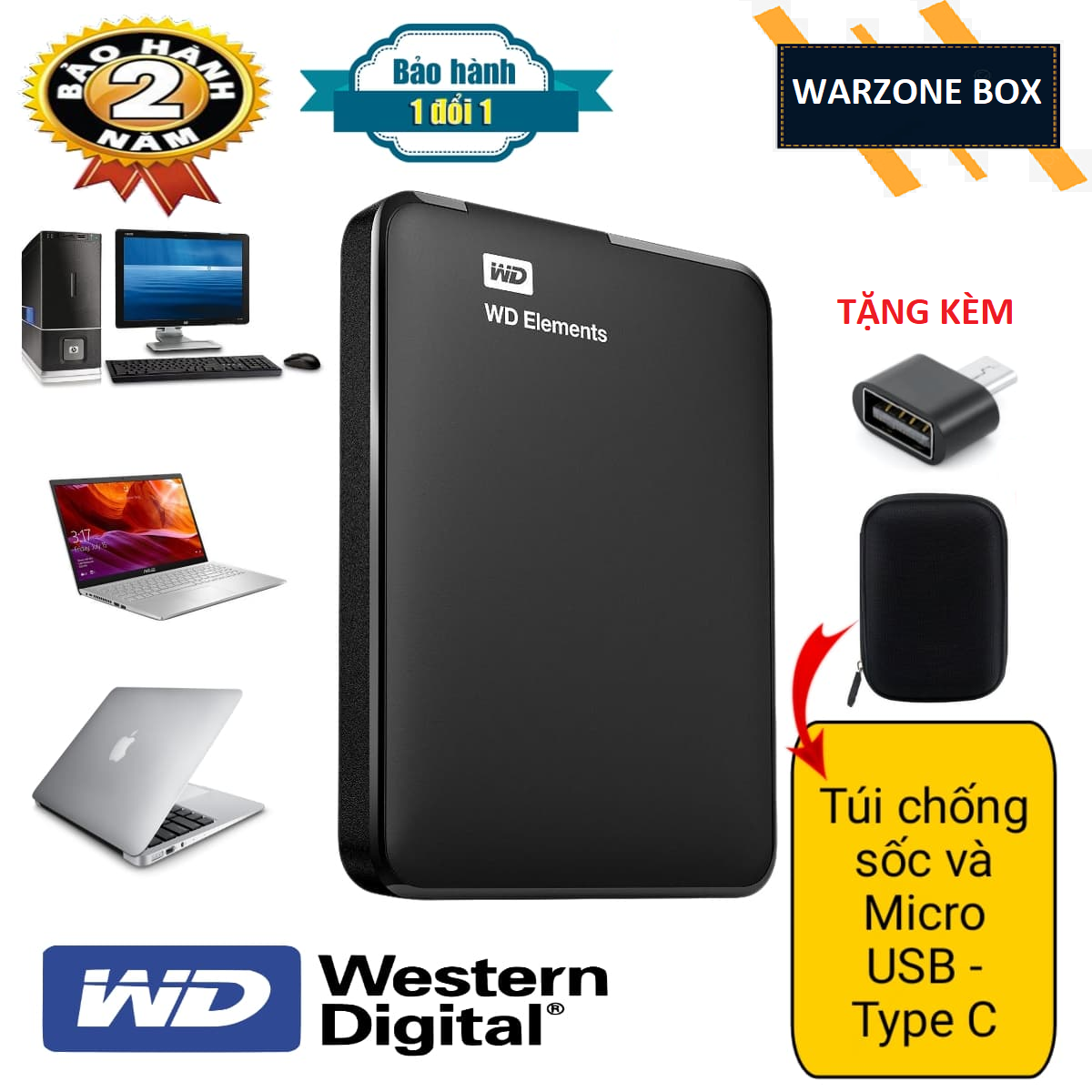 Ổ cứng di động wd elements 250gb/320gb/500gb/750gb/1tb - bảo hành 24 tháng