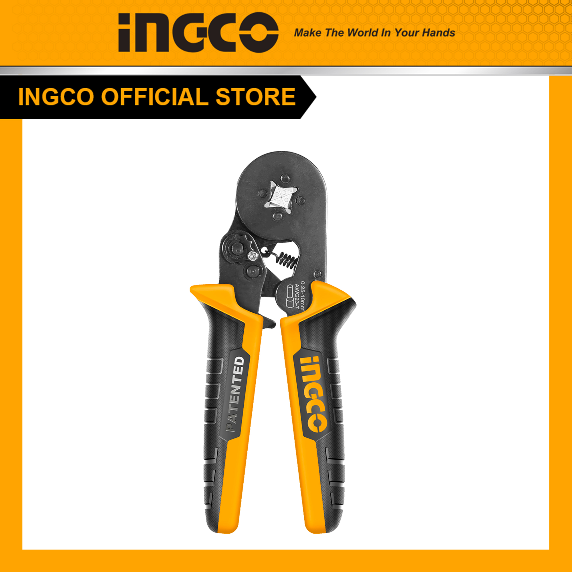 Kềm bấm cos dây điện 0.25-10mm ingco hrcpg05210
