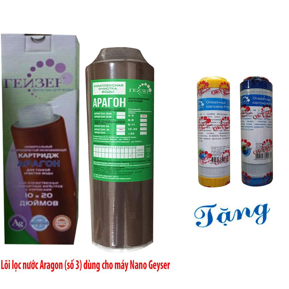 Lõi lọc nước số 3 Aragon tặng kèm lõi lọc 1,2 dùng cho máy Nano Geyser