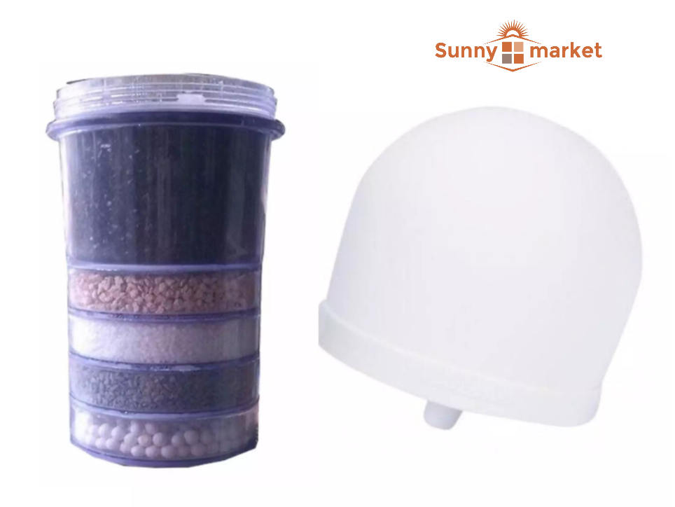 Bộ linh kiện lọc nước 2 món (lõi lọc 5 tầng nấm sứ) lắp đặt cho các loại bình lọc nước