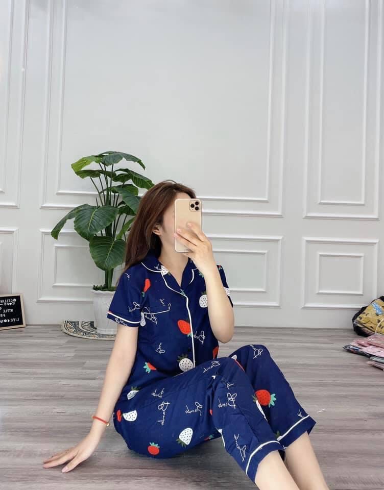 Bộ pijama mặc nhà nữ- Áo cộc quần dài