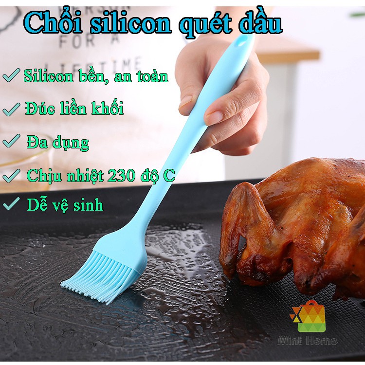 Chổi Cọ silicon phết dầu ăn cho đồ nướng thịt BBQ, làm bánh chịu nhiệt cao, cọ quét dầu ăn - giao màu ngẫu nhiên